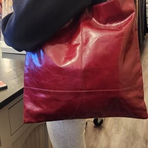 Hobo brand 16x16x16 square leather shoulder bag in dark red